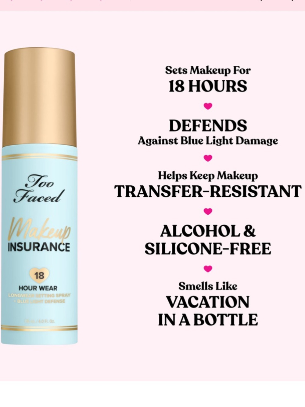 🆕 Too Faced Makeup Insurance Longwear Setting Spray